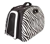 InnoPet Transporttasche für kleine (!) Hunde oder Katzen Hundetasche "Zebra" - faltbar - Katzentasche Tragetasche schwarz weiß Reisetasche für Hunde