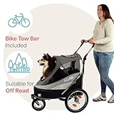 InnoPet „Sporty Trailer“ grau schwarz Katzenbuggy Hundefahrradanhänger Hundewagen Hundebuggy mit Luftreifen INKL. REGENHAUBE - 8